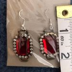 Vintage Crimson Red Jewels Dangle Hook Earrings Photo 1