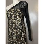 Alexia Admor  Dress Womens XS Black Nude One Shoulder Lace One Sleeve Mini USA Photo 7