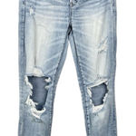 American Eagle Light Wash Ripped Hi-Rise Jegging 6 SHORT Photo 0