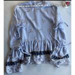 Endless Rose Ruffled Bell Sleeve Blouse Top Women Sz S Floral Baby Blue Mockneck Photo 3