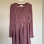 Rebecca Taylor REBECCA TAYLOR Knit V-Neck Long Sleeve Dress Small Mauve Photo 3