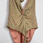 Self Portrait Pink Green Twist Front One Piece Swimsuit Womens 10 Halter NWT Photo 2