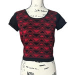 t/o sweaters SZ M short sleeve black and red geometric sweater knit top Size M Photo 0