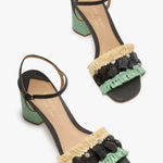 Kate Spade  Bora Bora Heel Black Natural Mint Crochet Raffia Size 5 NIB Vacation Photo 0