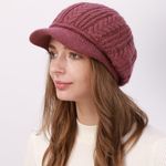 Obermeyer Knit Wool Visor Hat Cap Slouch Baby Blue Fleece Lined One Size Photo 1