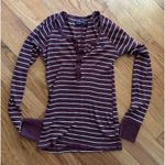 Abercrombie & Fitch vtg  striped y2k henley top S babydoll ribbed bella swan Lace Photo 5