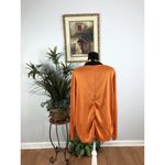 H & M Women Top XXL Long Sleeve Pullover Plunge Neck Y2K Orange Rushed Front Size 2X Photo 2