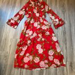 ZARA  Red Floral Ruffle Maxi Dress Size S Photo 2