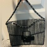 The Limited  black and white herringbone shoulder bag with chain strap Photo 1