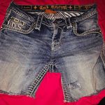 Rock Revival Dark Blue Denim Shorts with Embroidery Photo 8