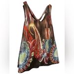Moon Collection Women’s Boho Paisley Tank Top S Multicolor Tie Front Festival Photo 5
