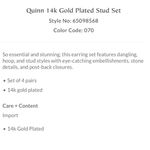 Free People  Quinn 14K Gold Plated Stud Set in Gold Opal NWT Dainty Ethereal Photo 12