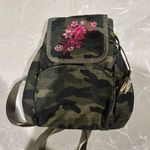 Camouflage Backpack with Pink Floral Embroidery Green Photo 0