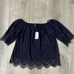 Banana Republic  Navy Blue Lace Top XS NWT Photo 1