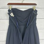 J.Crew 100% Silk Chiffon Strapless Dress Arabelle Navy Blue Mini Cocktail Sz 4P Photo 6