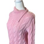 Ralph Lauren Lauren  Womens Large Pink Cable Knit Sweater Cowl Neck Preppy Cotton Photo 1