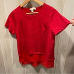 Michael Kors Cute  ruffle hem top short sleeve spicy red cross back Photo 9
