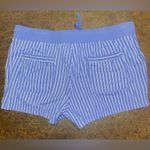 a.n.a . Blue Ridley Stripe Cotton Waist Knit Shorts w Pockets & Drawstring - sz 8 Photo 1