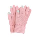 Knitted Tech Friendly Gloves in Pink Photo 1