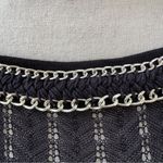Cache Loose Knit Womens Top XL Black Chain Trimmed Open Sleeve Edgy Witchy Boho Photo 4