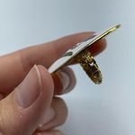 Vintage Cloisonné Flower Scarf Clip Brooch Gold Tone Red White Green Photo 3