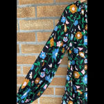  NEW YORK KATE SPADE Floral Garden Tulip Dress In Black LARGE Photo 2