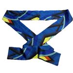 Vintage Abstract Skinny Scarf 3” X 80” Blue Black Yellow Red Photo 2