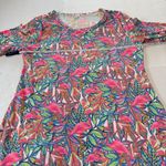 Lulu B Colorful Neon Tropical Flamingo 3/4 Sleeve Shift Dress LARGE Beach Cruise Photo 3