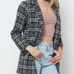 Boutique Blue B collection plaid tweed blazer brown size M Size M Photo 13