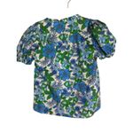 Sugar Lips Floral Print V Neck Puff Sleeve Blouse Top Womens XS Blue Green White Photo 6