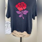 PINK - Victoria's Secret NTM: Victoria’s Secret PINK Black Crop Top w/ Red & Purple Rhinestone Rose Sz M Photo 3