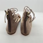 Unisa  neutral tan beige ankle tie up faux suede pointed toe flat shoes size 8 Photo 5