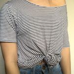 Zenana Oversized Black and White Striped Tee Photo 0