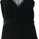 H&M  Black Velvet Jumper‎ Lace V-Neck Pockets Straight Leg Whimsigoth Sz 6 NWT Photo 2