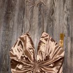 Almost Famous  Satin Halter Top in Shimmering Gold Photo 0