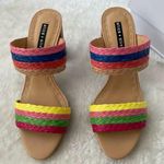 Alice + Olivia Leeda rainbow raffia mules sandals Photo 3