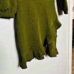 WAVERLY Grey Women’s Green Rachel Puff Sleeves Ruffles Mini Dress Size Small Photo 5