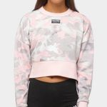Adidas Camo Crop Crewneck Sweatshirt small pink white gray Photo 0