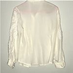 Susan Bristol Vintage Top Ivory Button Front Lace Embroidered Sleeves Sheer P8 Photo 4