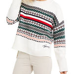 Tommy Hilfiger  Sweater Womens M White Fair Isle Knit Winter Heritage Preppy Cozy Photo 0