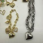 Chunky Lot Heart Charm Necklaces Bracelets Gold Silver Tone Costume Jewelry Photo 1