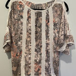 T Tahari Tahari Blouse Womens XS Cold Shoulder Floral Travel Indie Cottage Boho Prairie Photo 0