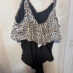 Leopard Print Ruffle Bodysuit Brown Size XL Photo 1