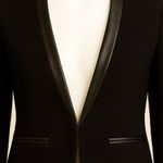 Milly | Nubby Wool & Leather Tuxedo Blazer Size 6 | EUC Photo 4