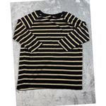 Club Monaco  Womens Striped Metallic Gold Black Top‎ Raglan Sleeve Size Large Photo 5