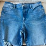 EXPRESS Medium Wash Distressed High Rise Skinny Jeans Size 14 Short Photo 3