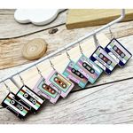 Cassette Tape Dangle Earrings Nostalgic Retro 80s Music Lover Gift Women 4 Pairs Black Photo 1