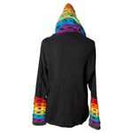 Rising International Rainbow Hoodie Womens M Floral Hippie BOHO Distressed Pride Black Size M Photo 2
