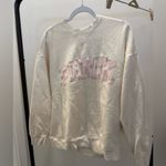 PINK - Victoria's Secret PINK IVY FLEECE OVERSIZED CREW SWEATSHIRT Winter White Pretty In Pink Photo 3