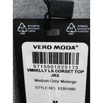 VERO MODA  Nelly Ruched Knit Shirt Corset Top Gray Size Medium Long‎ Sleeve NWT Photo 4